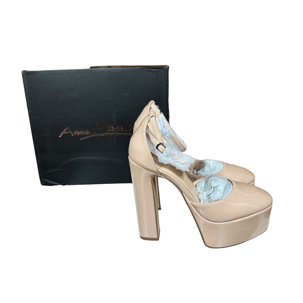 Anne Michelle Reese Nude Closed Toe Platform Heels Sandals Prom Wedding Size 7.5